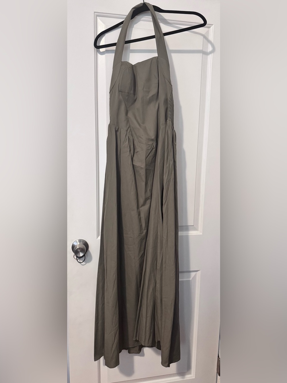 Women's Olive Green Halter Top Maxi Dress
